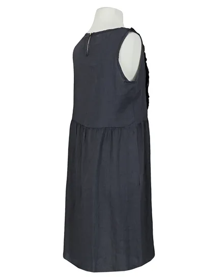 Leinenkleid mit R�schen in anthrazit von Made in Italy