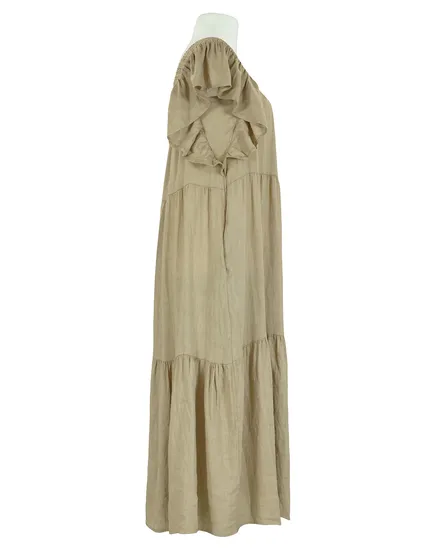 Leinenkleid mit R�schen in camel von Made in Italy