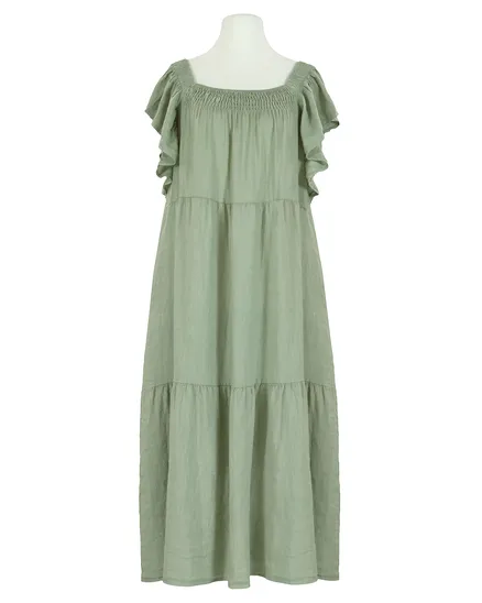 Leinenkleid mit R�schen in khaki von Made in Italy
