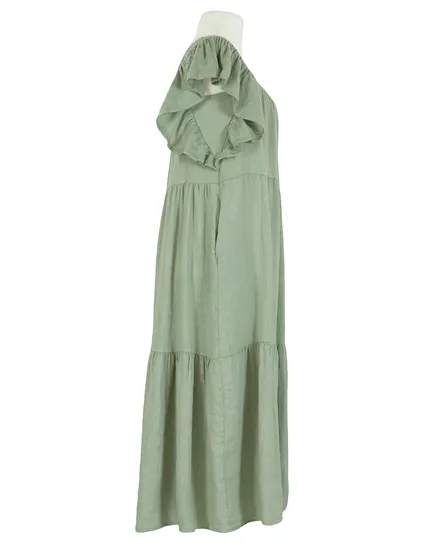 Leinenkleid mit R�schen in khaki von Made in Italy