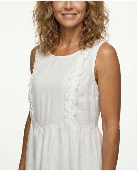 Leinenkleid mit R�schen in weiss von Made in Italy