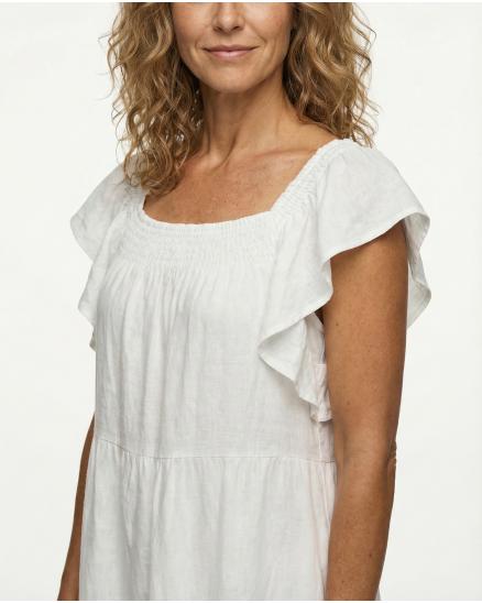 Leinenkleid mit R�schen in weiss von Made in Italy
