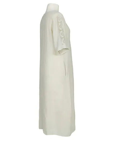 Leinenkleid mit Spitze in beige von Puro Lino