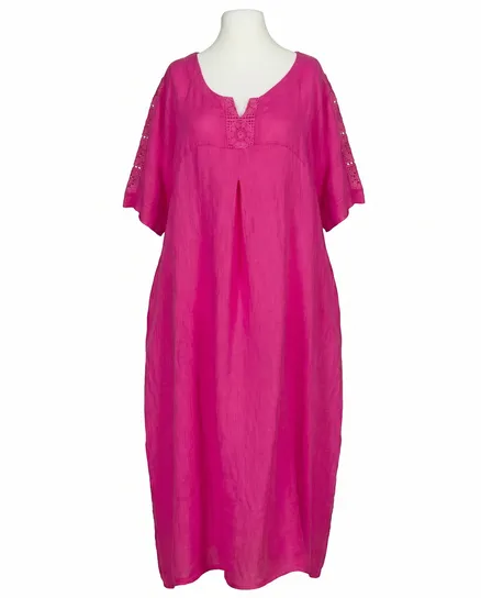Leinenkleid mit Spitze in fuchsia von Puro Lino