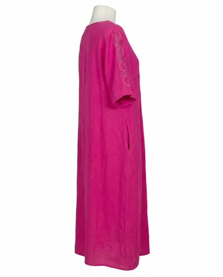 Leinenkleid mit Spitze in fuchsia von Puro Lino
