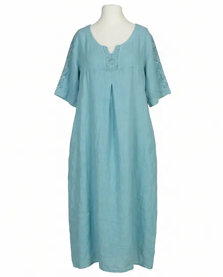Leinenkleid mit Spitze in mint von Puro Lino