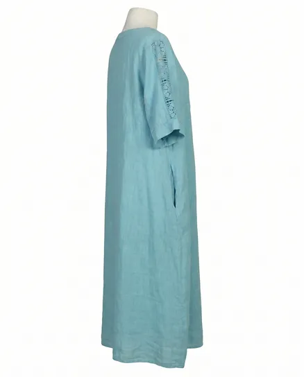 Leinenkleid mit Spitze in mint von Puro Lino