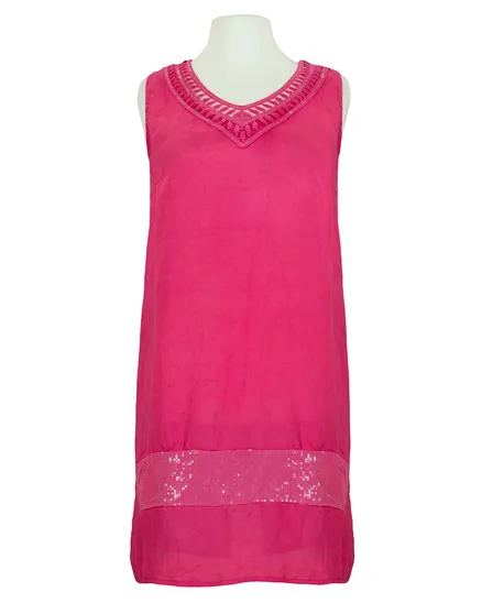Leinenkleid mit Spitze in pink von Made in Italy
