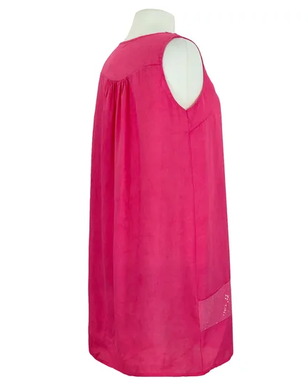 Leinenkleid mit Spitze in pink von Made in Italy