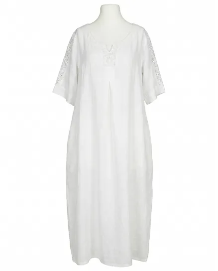 Leinenkleid mit Spitze in wei� von Puro Lino