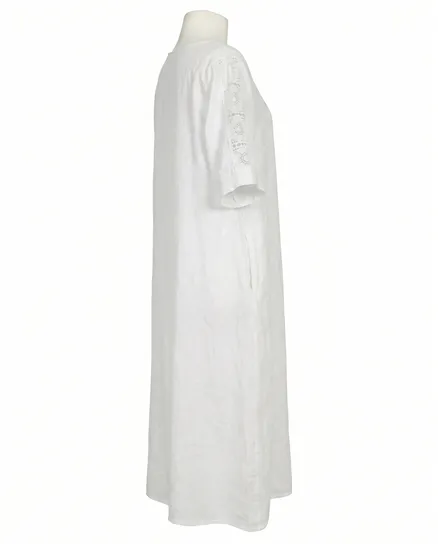 Leinenkleid mit Spitze in wei� von Puro Lino