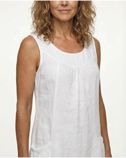 Leinenkleid mit Spitze in weiss von Puro Lino