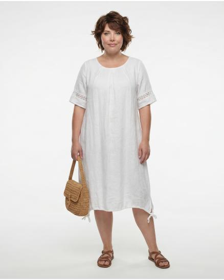 Leinenkleid mit Spitze in weiss von Diana