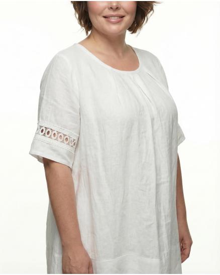 Leinenkleid mit Spitze in weiss von Diana