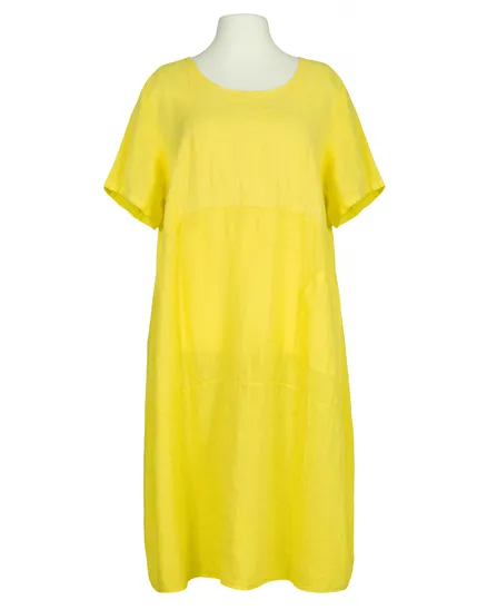 Leinenkleid mit Stickerei in gelb von Puro Lino
