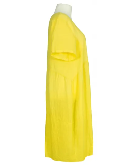 Leinenkleid mit Stickerei in gelb von Puro Lino