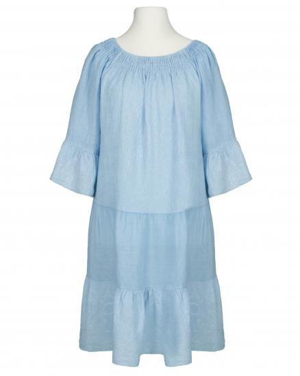 Leinenkleid mit Stickerei in hellblau von Puro Lino