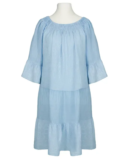 Leinenkleid mit Stickerei in hellblau von Puro Lino