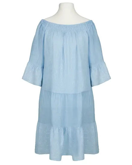 Leinenkleid mit Stickerei in hellblau von Puro Lino