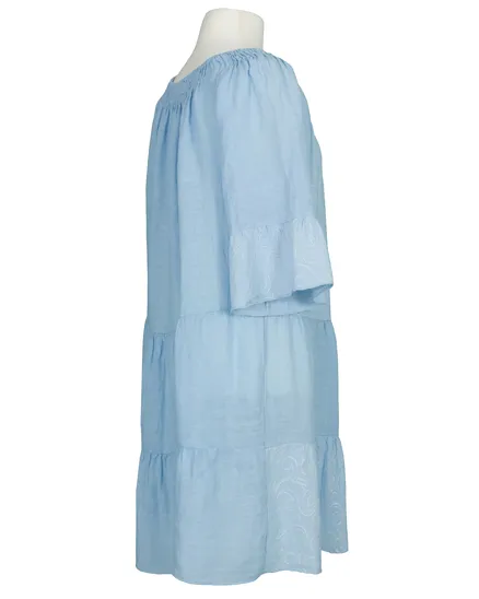 Leinenkleid mit Stickerei in hellblau von Puro Lino