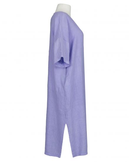 Leinenkleid mit Stickerei in lila von Puro Lino