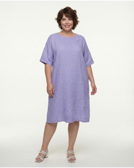 Leinenkleid mit Stickerei in lila von Puro Lino