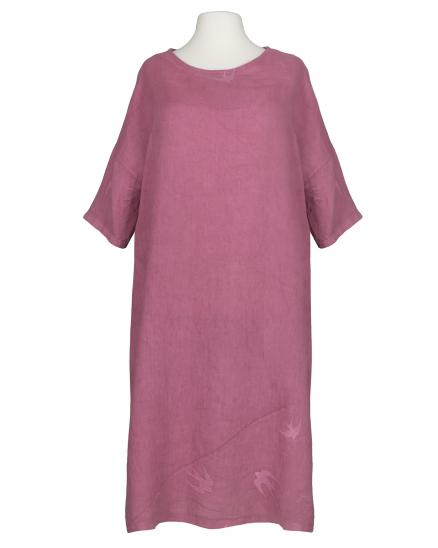 Leinenkleid mit Stickerei in rosenholz von Puro Lino