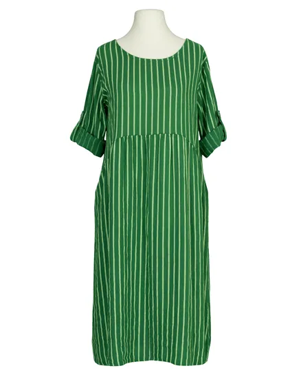 Leinenkleid mit Streifen in gr�n von Puro Lino