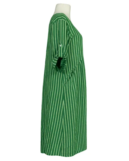 Leinenkleid mit Streifen in gr�n von Puro Lino