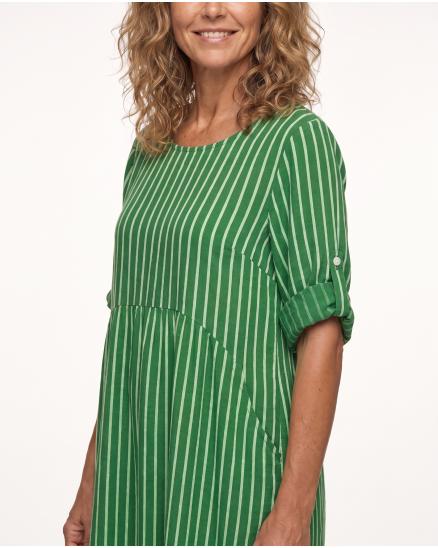 Leinenkleid mit Streifen in gr�n von Puro Lino