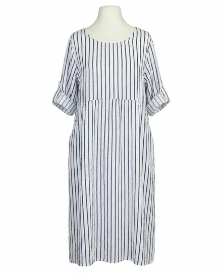 Leinenkleid mit Streifen in wei� von Puro Lino