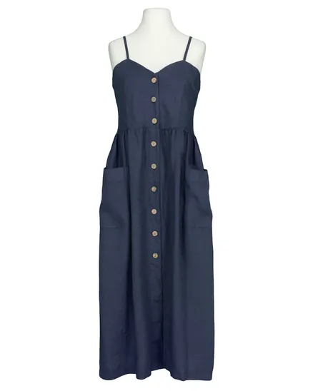 Leinenkleid mit Taschen in blau von Puro Lino