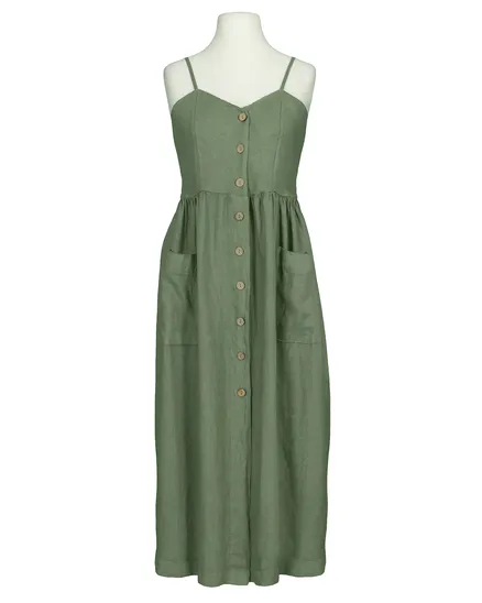 Leinenkleid mit Taschen in khaki von Puro Lino