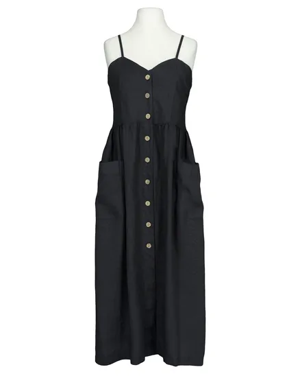 Leinenkleid mit Taschen in schwarz von Puro Lino