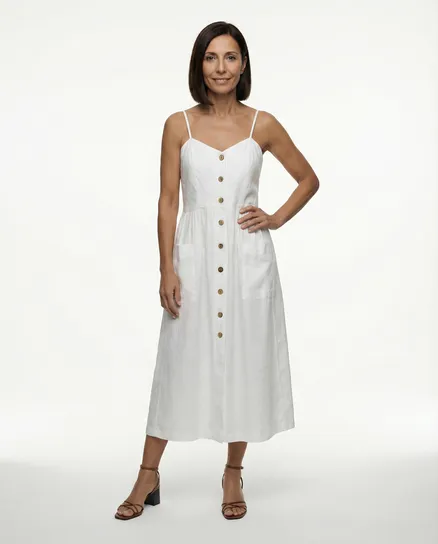 Leinenkleid mit Taschen in wei� von Puro Lino