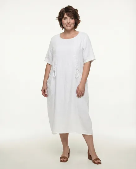 Leinenkleid mit Taschen in wei� von Puro Lino