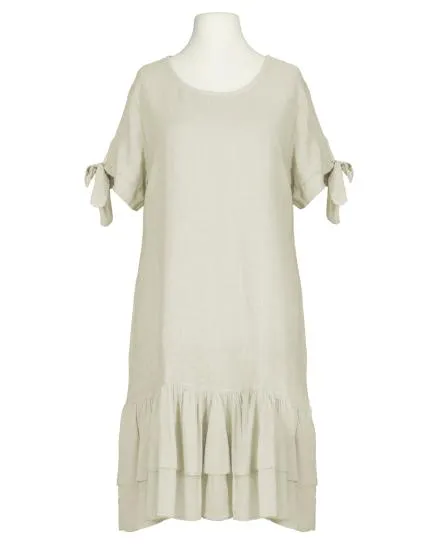Leinenkleid mit Volant in beige von Made in Italy