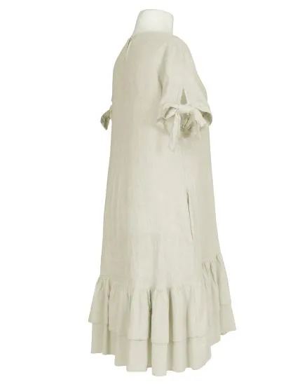 Leinenkleid mit Volant in beige von Made in Italy