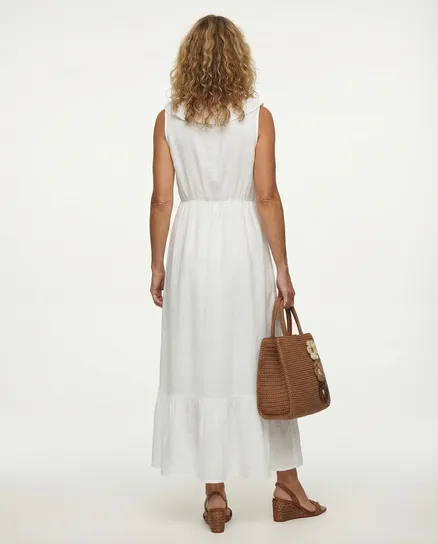 Leinenkleid mit Volant in wei� von Monday Afternoon