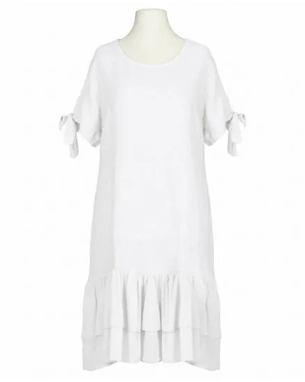 Leinenkleid mit Volant in wei� von Made in Italy
