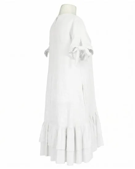 Leinenkleid mit Volant in wei� von Made in Italy