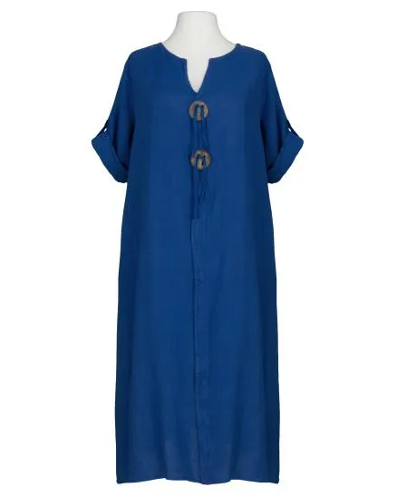 Leinenkleid mit Zierkn�pfe in k�nigsblau von Made in Italy