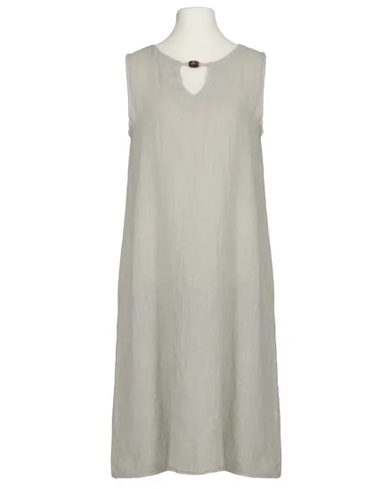 Leinenkleid mit Zierkugel in beige von Puro Lino