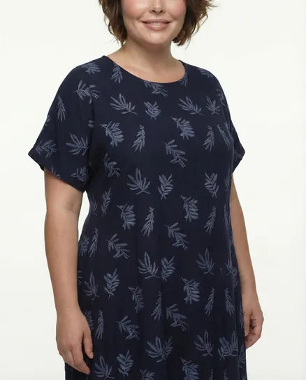 Leinenkleid Print in blau von Puro Lino