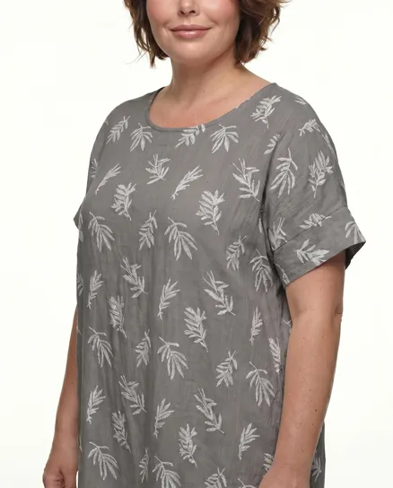 Leinenkleid Print in braun von Puro Lino