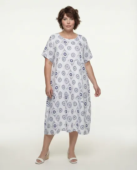 Leinenkleid Print in wei� von Made in Italy