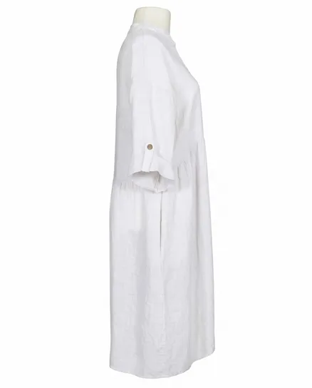 Leinenkleid Stehkragen in wei� von Puro Lino
