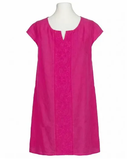 Leinenkleid Stickerei in pink von Puro Lino