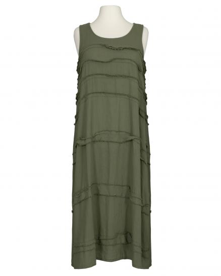 Leinenkleid Stufenoptik in oliv von Puro Lino