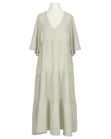 Leinenkleid V-Ausschnitt in beige von Puro Lino